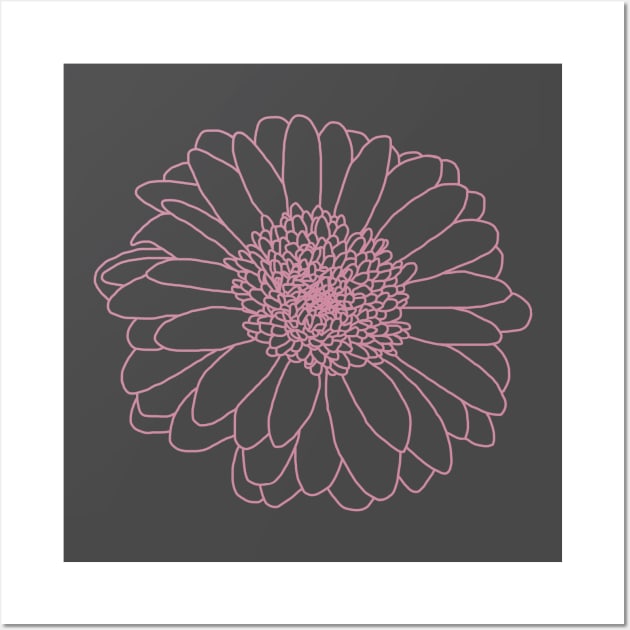 Pink Line Gerbera Floral Art Wall Art by ellenhenryart